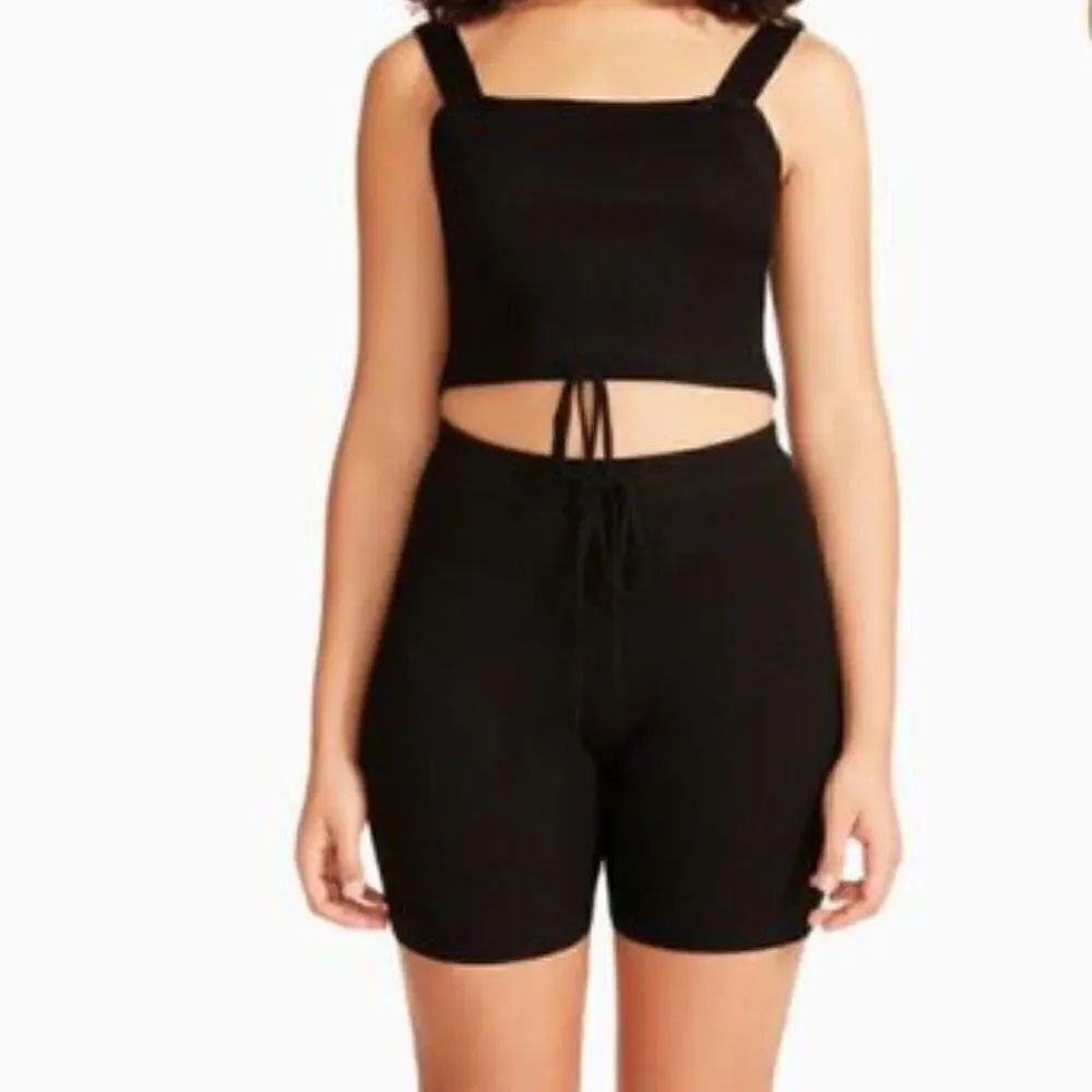 Madden Girl 2 Piece Ribbed Knit Tank Top and Biker Short Set Size XL